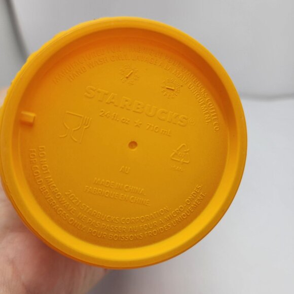 2022 Starbucks Orange Mango Jeweled Gradient 24oz Venti Tumbler Diamond Textured - Picture 6 of 8